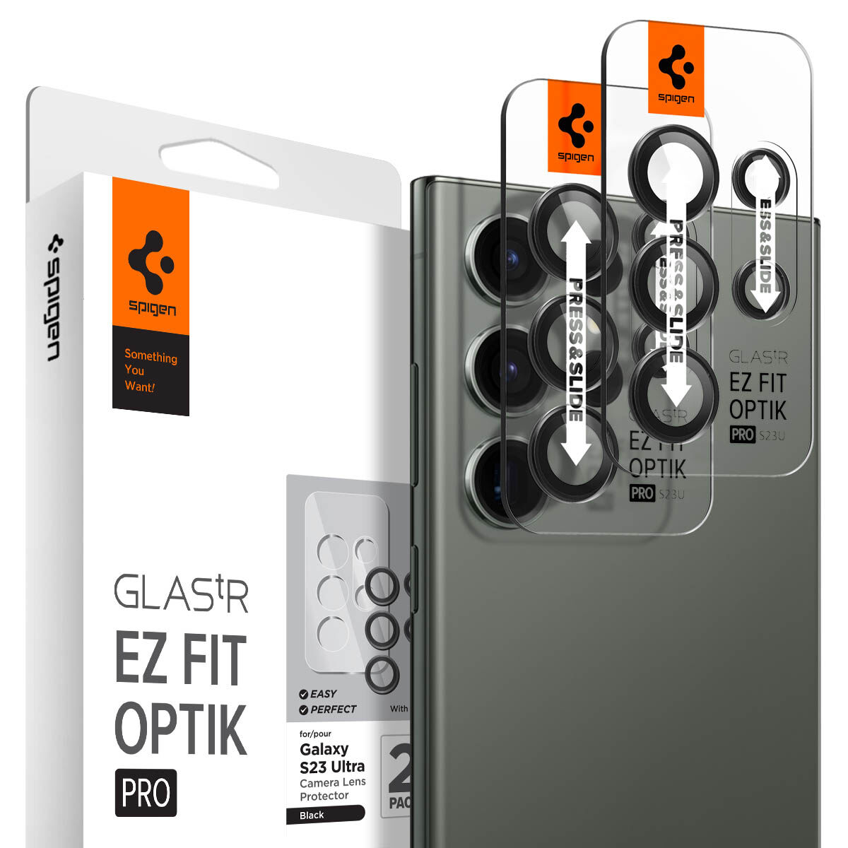 SPIGEN 2Pack Camera Lens Protector for Galaxy S23 Series / S22 Ultra [Glas.tR EZ Fit Optik Pro] Anti-Scratch & Case Friendly / Galaxy S23 Series Camera Lens Tempered Glass / Galaxy S22 Ultra Camera Le