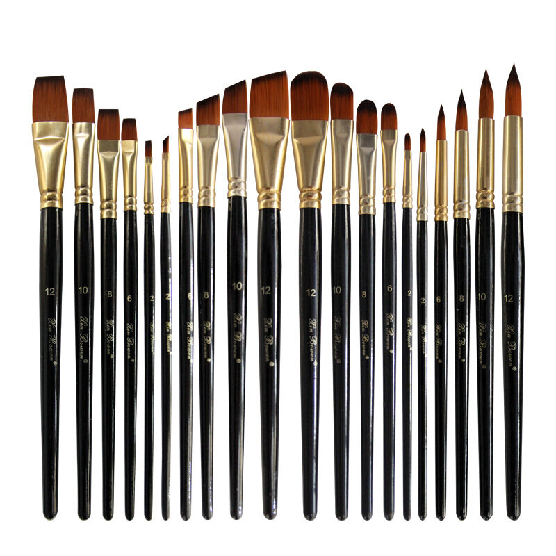 DUKEEN 5 Pcs/Set Professional Nylon Hair Oil Paint Brush Set Round Drawing Brush Acrylic DIY Watercolor Pen for Artists Painting